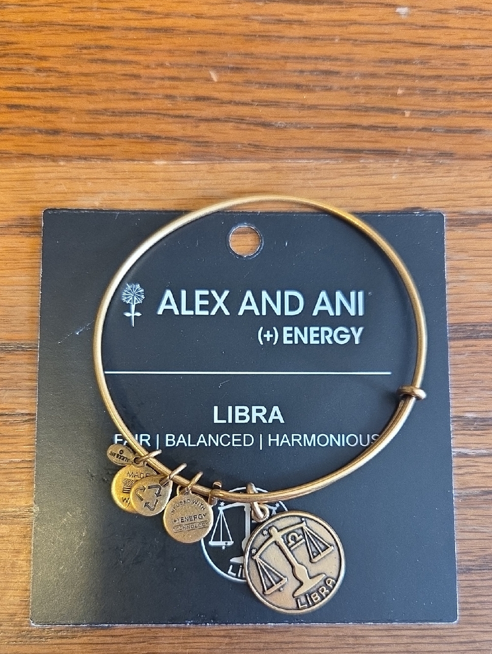 Alex and Ani Antique Gold Libra Charm Bangle